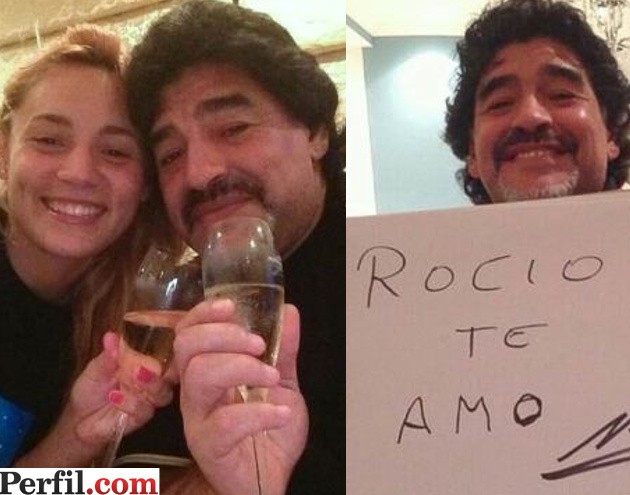 Rocío Geraldine Oliva, de 22 anos, e Maradona, 30 anos mais velho