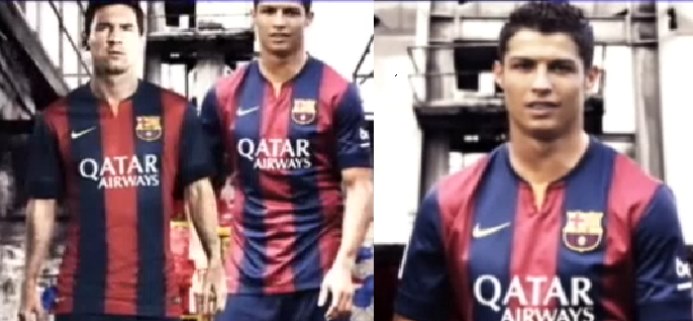 Emissora espanhola faz montagem com Cristiano Ronaldo usando uniforme do Barcelona