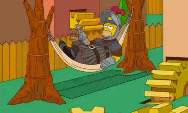Homer Simpson jurando que conquistou o trono de ferro