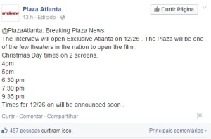 Tweet do cinema Plaza Atlanta