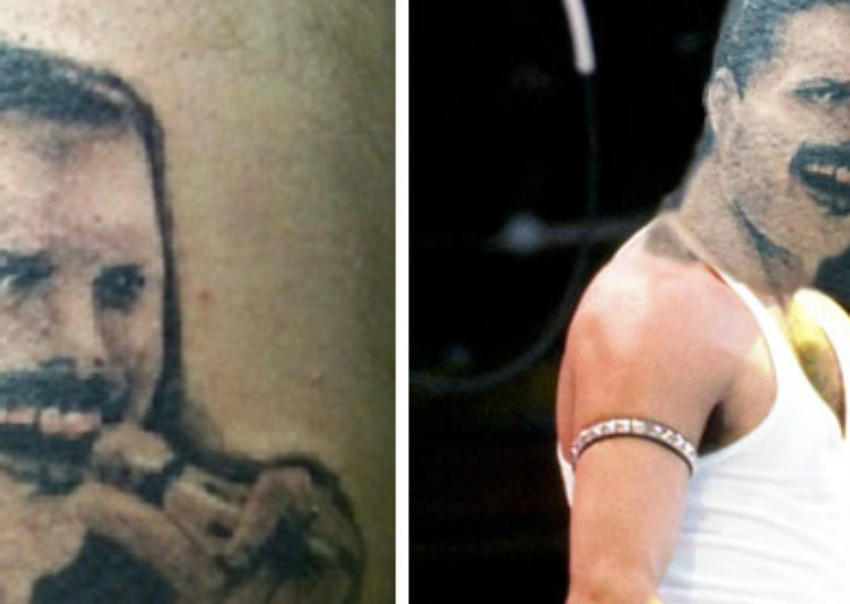 Tatuagens desastrosas trocadas por objeto da homenagem