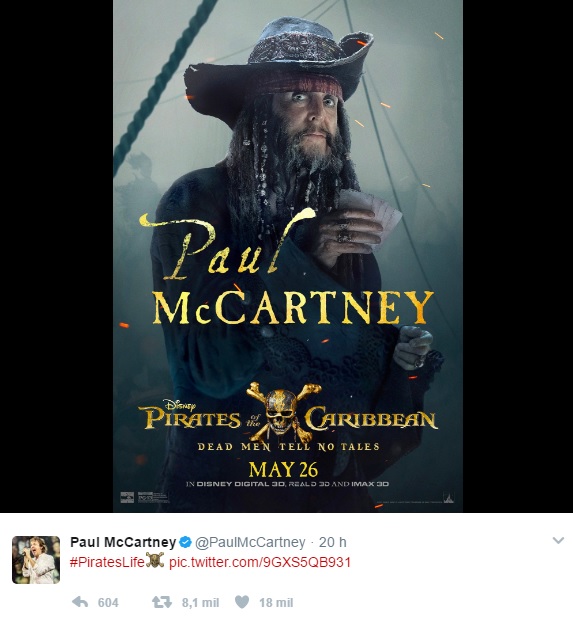 Paul McCartney está no elenco de  'Piratas do Caribe: A Vingança de Salazar'