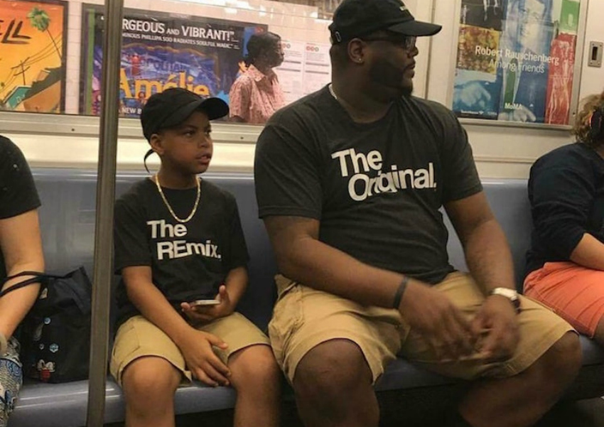 Camisetas que transformam pais e filhos em 'The Original' e 'The Remix' viram febre