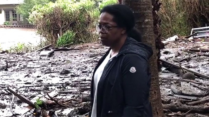 Oprah mostra casa destruída pela lama