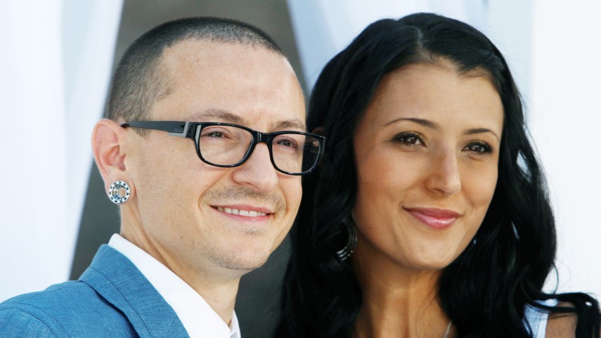 Image: FILE PHOTO: Chester Bennington of Linkin Park and wife Talinda arrive at the 2012 Billboard Music Awards in Las Vegas
