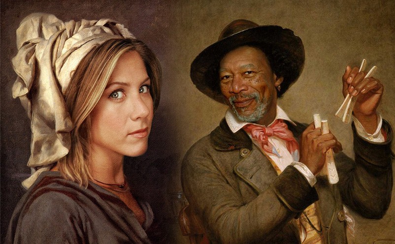 Jennifer Aniston e Morgan Freeman em pinturas que você não verá em museus pelo mundo