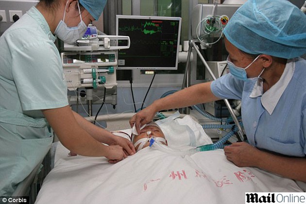 Yue Yue sob cuidados no hospital