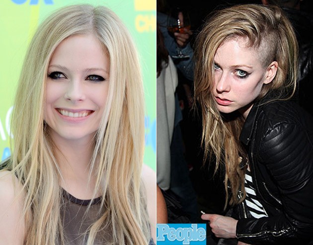 Avril Lavigne raspa lateral da cabeça