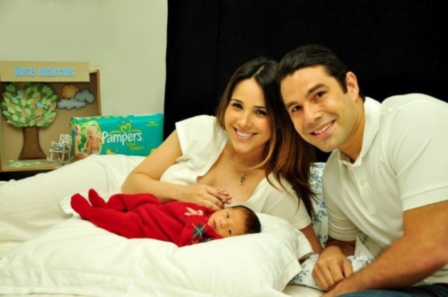 A cantora Wanessa, o marido Marcus Buais e o filho, José Marcus, nascido em 05 de janeiro