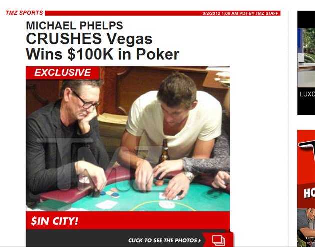 Michael Phelps se deu bem em uma mesa de pôquer