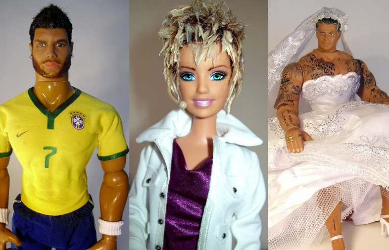 O artista plástico Marcus Baby, de 44 anos, gosta de criar bonecos de celebridades utilizando partes de bonecos existentes como Barbie, Max Stee e  Susi. Veja a galeria a seguir com o resultado de seu trabalho