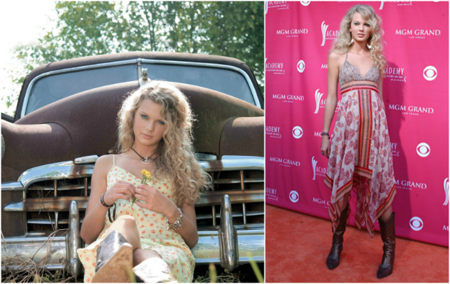 2006 foi o ano de seu primeiro álbum, o Taylor Swift, e assim como a música, o estilo das roupas da cantora eram bem country