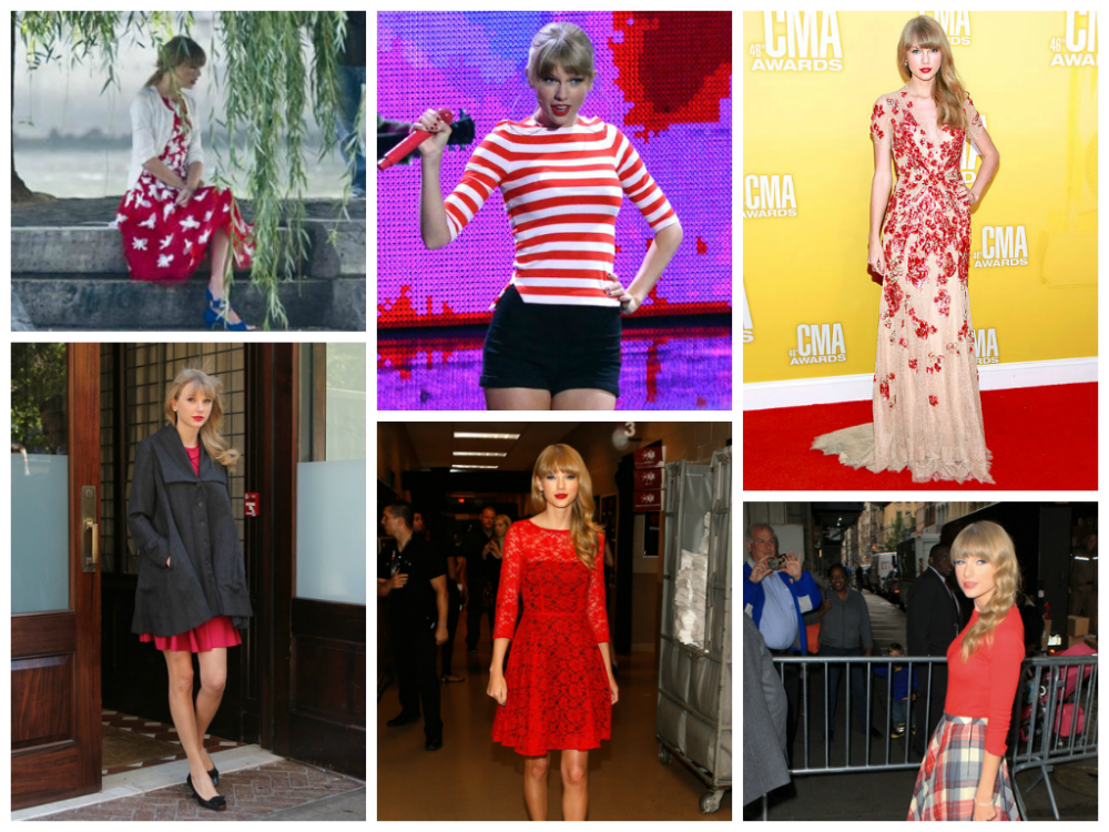 E se você acha que o vermelho se restringiu ao nome do álbum, dá uma olhada nas roupas que ela começou a usar na época!