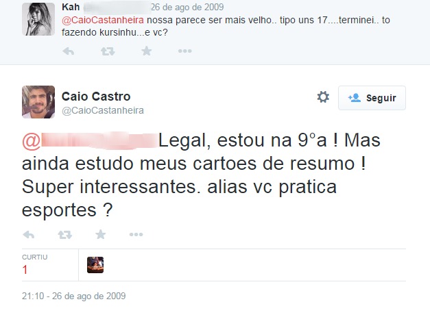 Então, Caio castro nasceu no dia 22 de janeiro de 1989 e, portanto, já tinha 20 anos na data deste tuíte...
