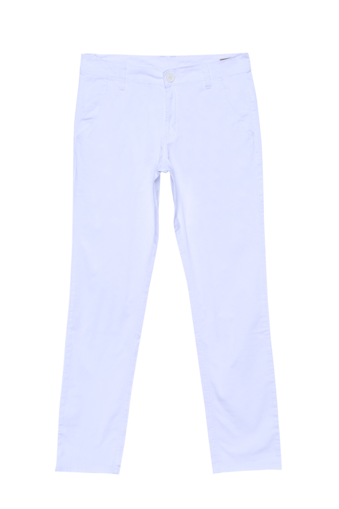 Calça branca; R$ 219, na Damyller (www.damyller.com.br). Preço pesquisado em dezembro 2014, sujeito a alteração 