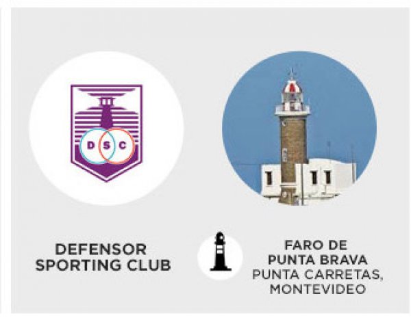O time uruguaio também fez uma homenagem, porém é possível notar a silhueta do Farol de Punta Bravia, em Montevideo.