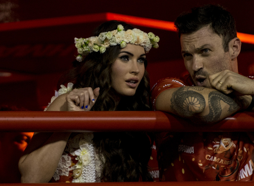 A Megan Fox veio com o marido para o Rio em 2013...