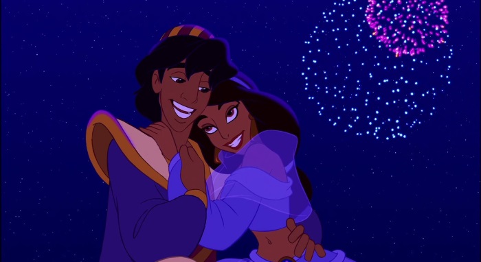 Ao final, Jasmine consegue um final feliz ao lado de seu amado, Aladin