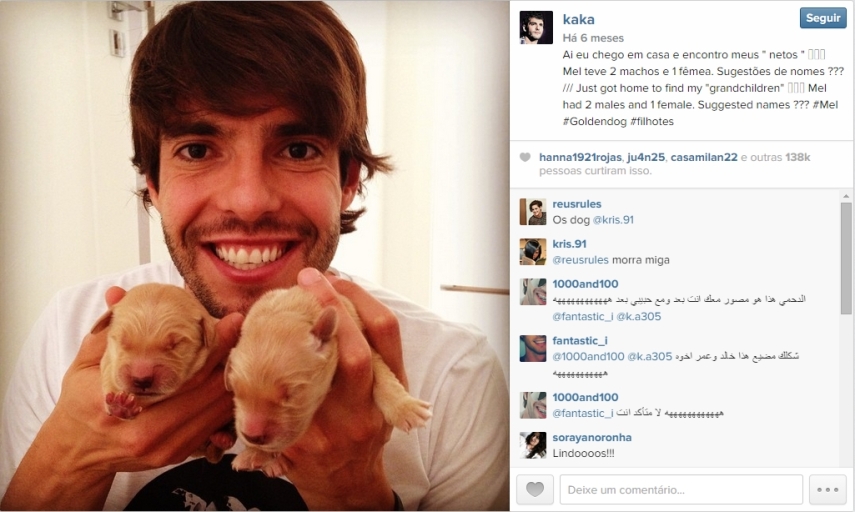 O meia Kaká e seus cachorrinhos que ele gosta de chamar de filhos