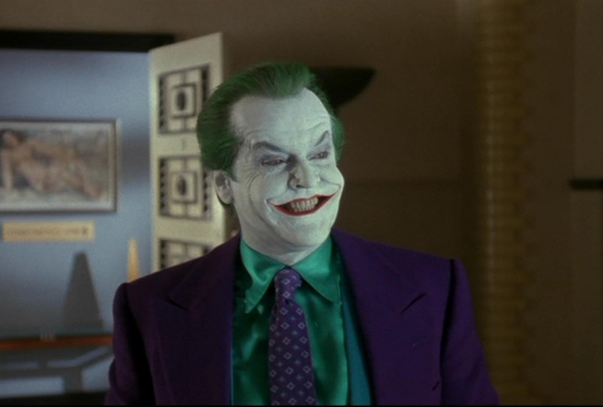 Jack Nicholson como Coringa, em "Batman", de 1989
