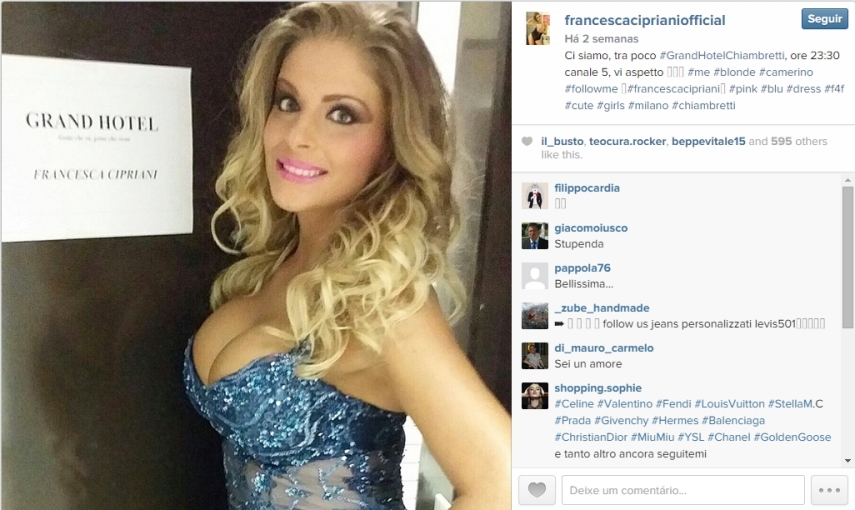 Modelo italiana Francesca Cipriani contou na TV que teve um caso com Rami