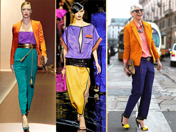 As roupas dos anos 80 eram extremamente coloridas e era normal compor looks inteiros com blocos de cores. Essa moda está super em alta atualmente, inclusive a tendência monocromática