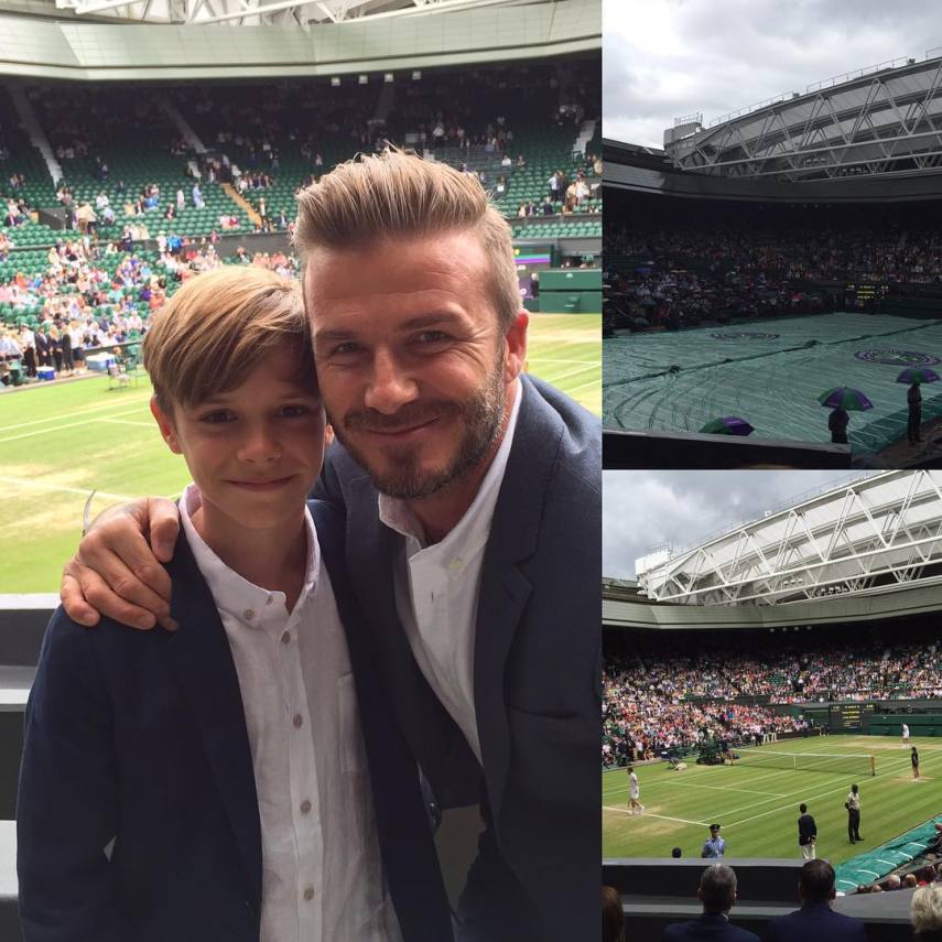 Quando ele levou o filho Romeo para assistir a uma partida em Wimbledon