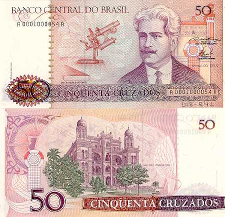 <b>Carinha da nota:</b> Oswaldo Gonçalves Cruz (1872-1917), o médico bacanão da nota de 50 mil cruzeiros