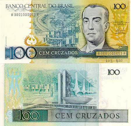 <b>Carinha da nota:</b> Juscelino Kubitschek de Oliveira (1902-1976), o presidente que construiu Brasília da nota de 100 mil cruzeiros