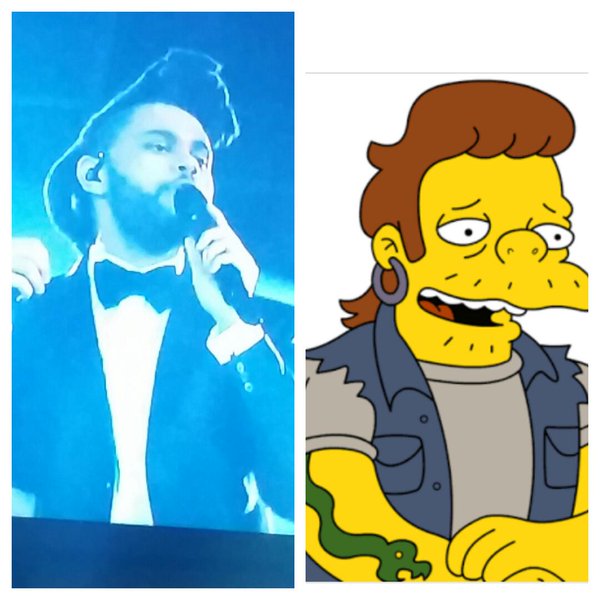 The Weeknd mostrou seu vozeirão numa linda apresentação. Mas foi comparado com um personagem do Simpsons nas redes sociais. Pode isso, Arnaldo?