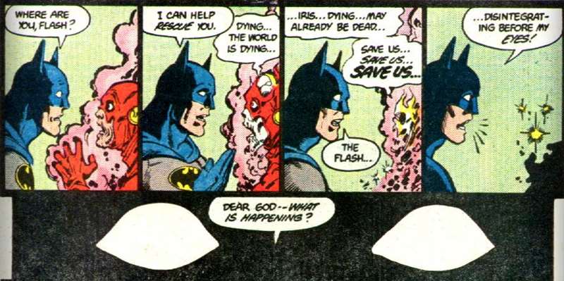 Com sua velocidade, The Flash ocasionalmente quebra a barreira do tempo para viajar no passado. Durante o pesadelo de Batman, ele aparece e avisa o homem-morcego sobre a Liga da Justiça.