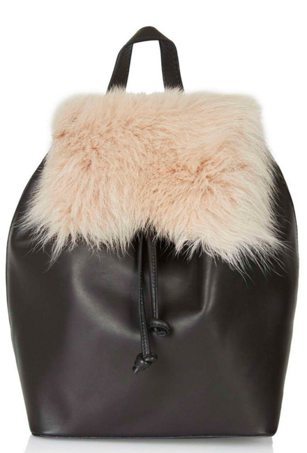 Topshop Shearling & Leather Backpack, $150