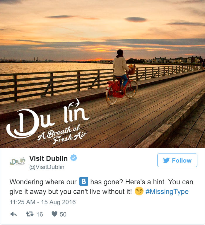 A cidade de Dublin entrou na campanha #MissingType