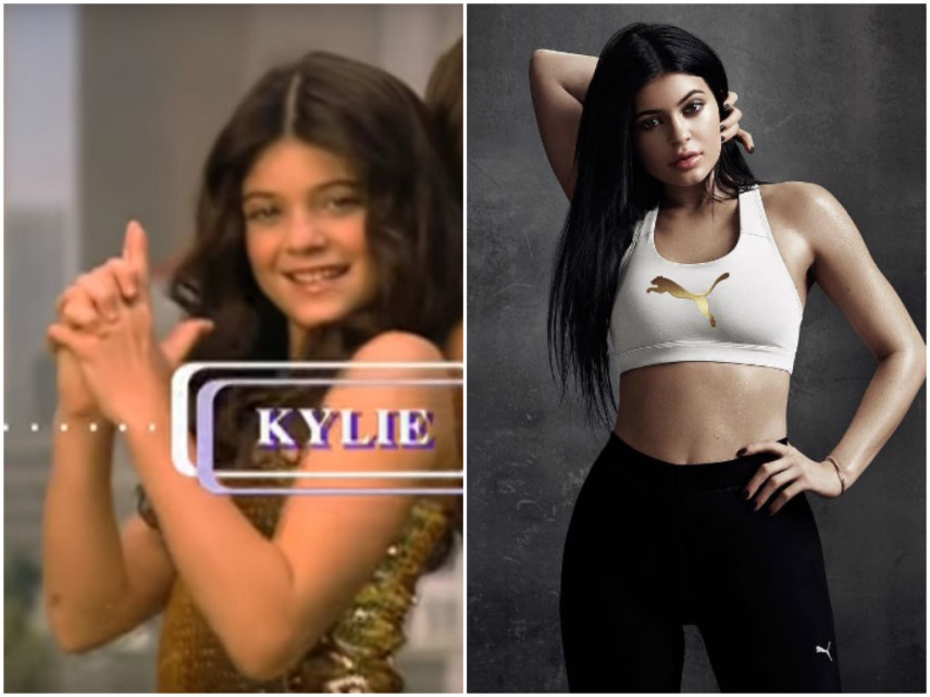Kylie Jenner em 2007, na primeira temporada de 'Keeping Up with the Kardashians'. Na segunda foto, atualmente, em 2016