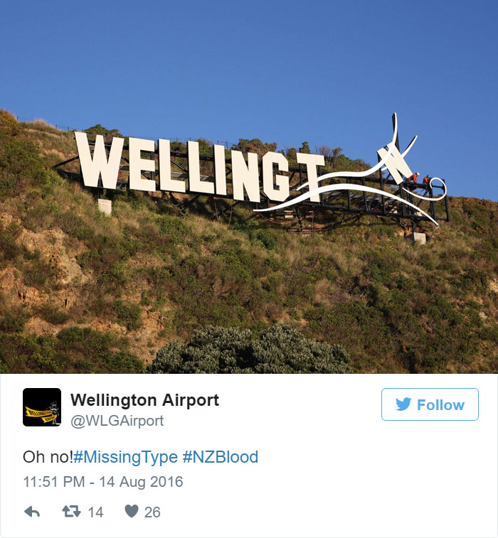 O aeroporto de Wellington  entrou na campanha