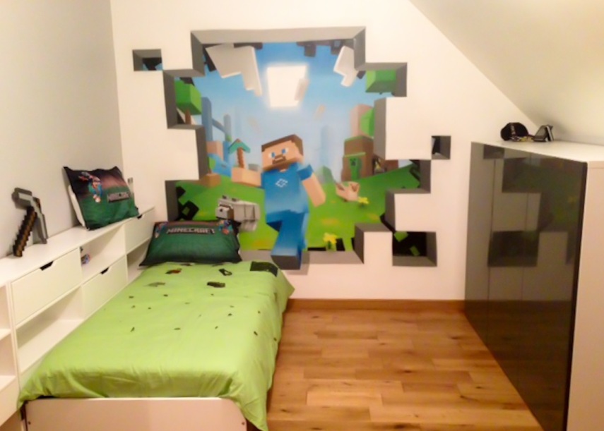 Que tal esta parede inspirada no Minecraft?