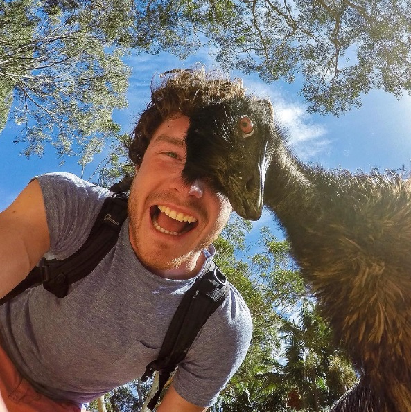 O fotógrafo neozelandês Allan Dixon mostra detalhes de suas viagens pelo mundo e tira muitas selfies com animais no Instagram (@daxon)