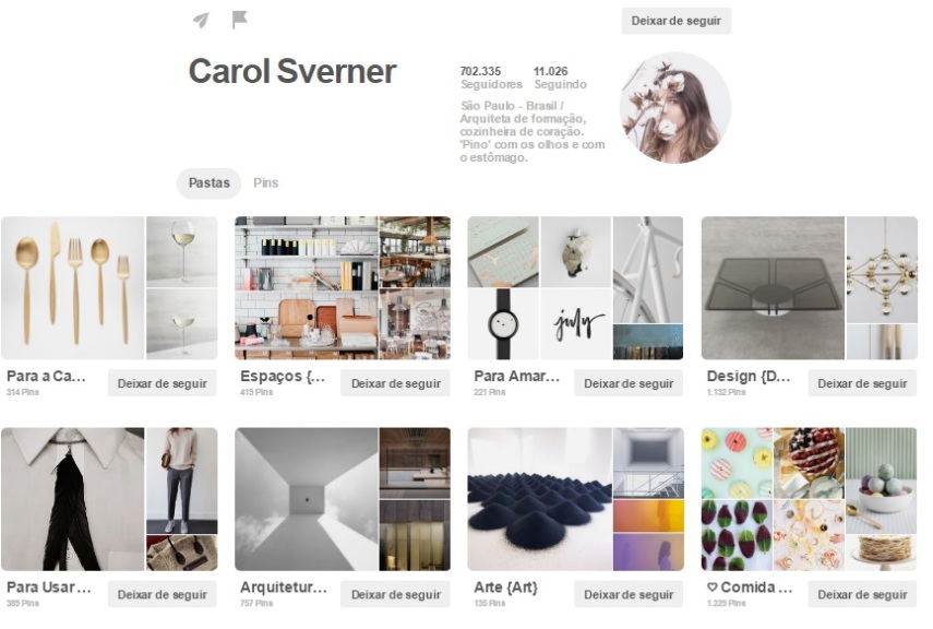 Carol Sverner é arquiteta e tem pins lindos em seu perfil <a href=