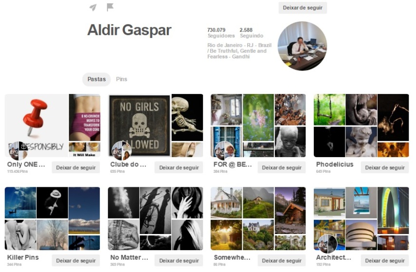 Aldir Gaspar é outro viciado no Pinterest e que tem um perfil super bombado na rede <a href=