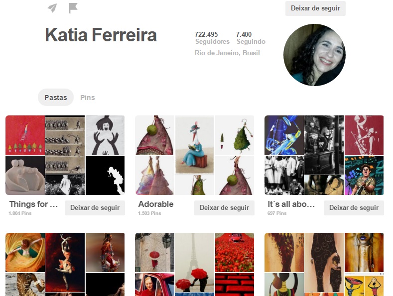 Katia Ferreira tem pins de assuntos muito variados <a href=