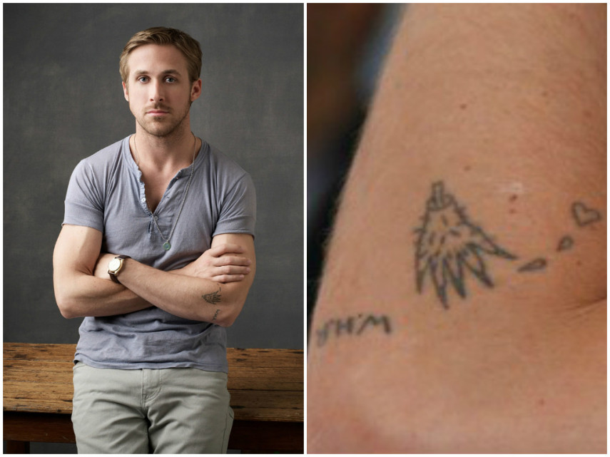 Ryan Gosling tem esse...o que é isso mesmo? Segundo o ator, é uma mão de um monstro esmagando um coração. O que vale é a intenção,né?