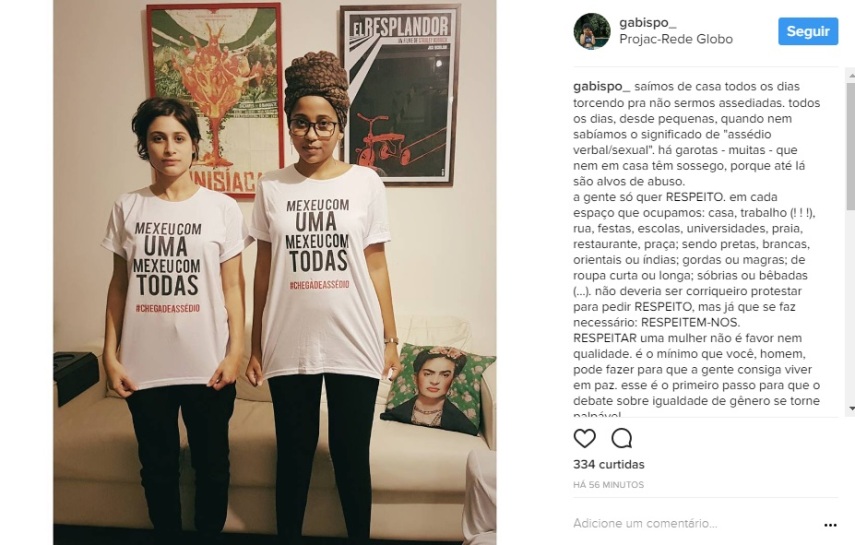 Prostesto de famosas e funcionárias da TV Globo contra assédio