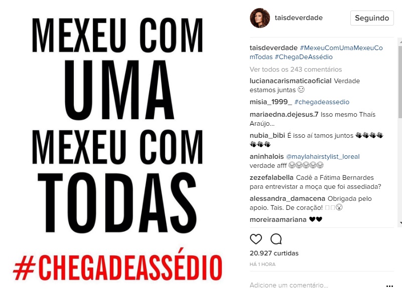 Prostesto de famosas e funcionárias da TV Globo contra assédio
