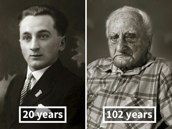 Antes e depois de pessoas que passaram dos 100 anos