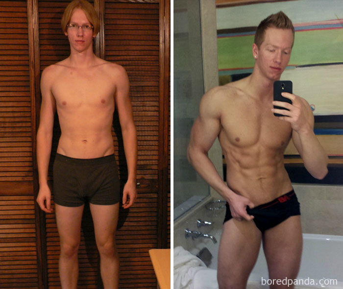 Transformação após 2 anos e meio de bodybuilding