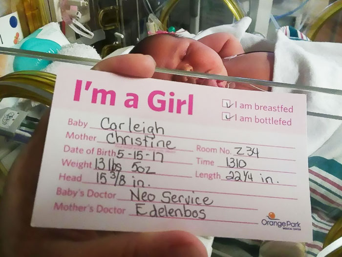 Carleigh, essa fofura de nenê, nasceu com quase 6 kg
