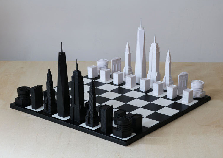 Peças de xadrex ganham formas de prédios de Nova York