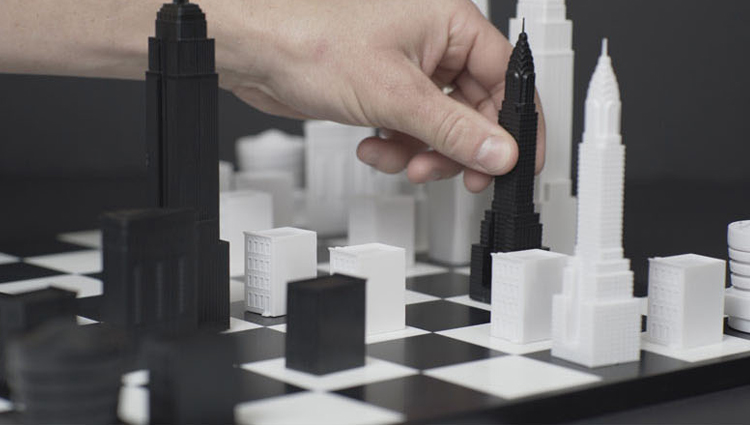 Peças de xadrex ganham formas de prédios de Nova York