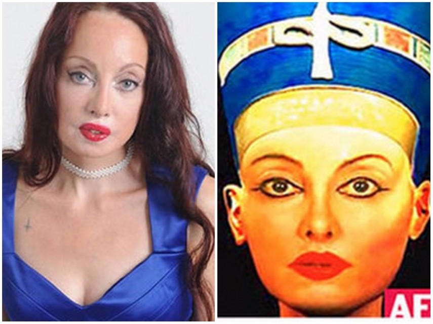 A inglesa Nileen Namita já gastou R$ 612 mil para ficar parecida com a cara de Nefertite, a rainha egípcia.Foram 51 cirurgias plásticas