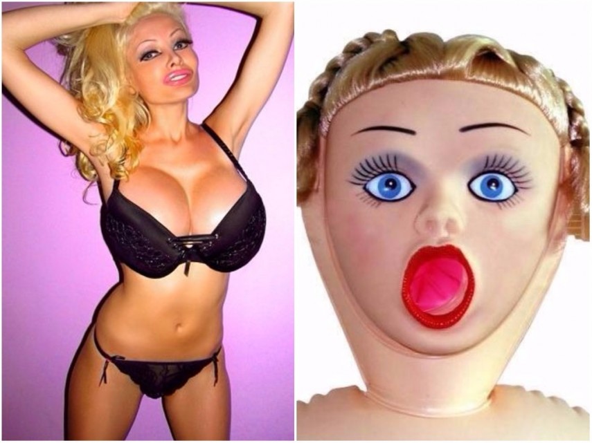  A modelo francesa Victoria Wild gastou 30 mil libras para se transformar em uma boneca inflável. As cirurgias foram no nariz, lábios e seios. Alé de ter colocado botox no rosto. 